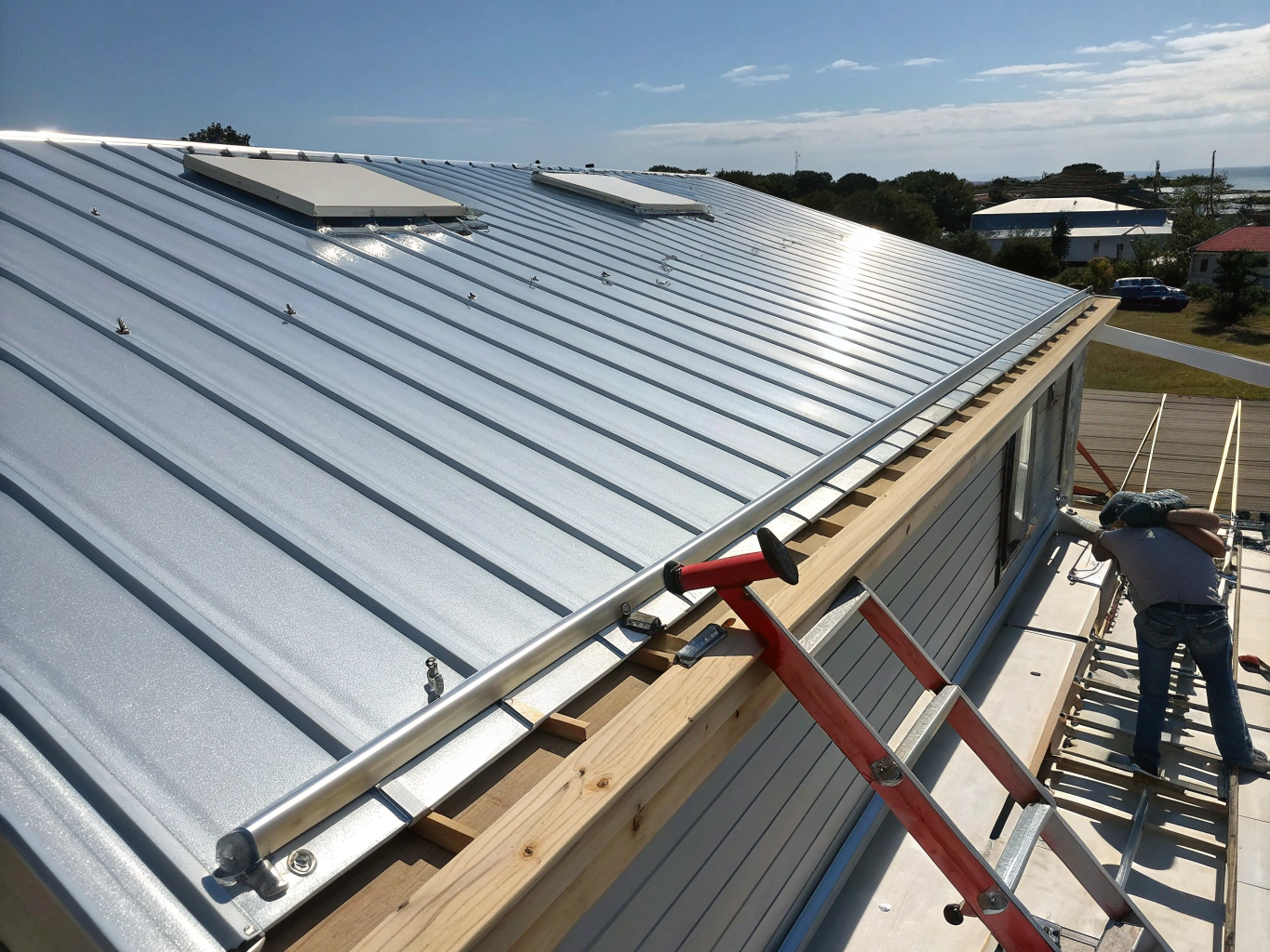 Professional metal roof soft washing and stain removal service