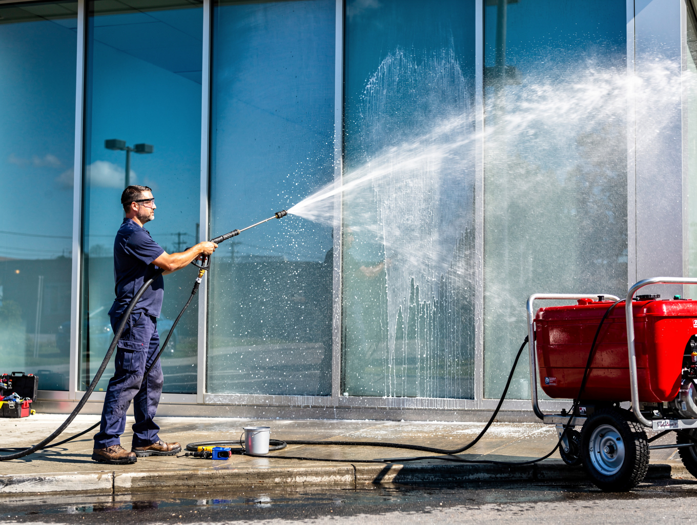 Commercial building exterior washing service