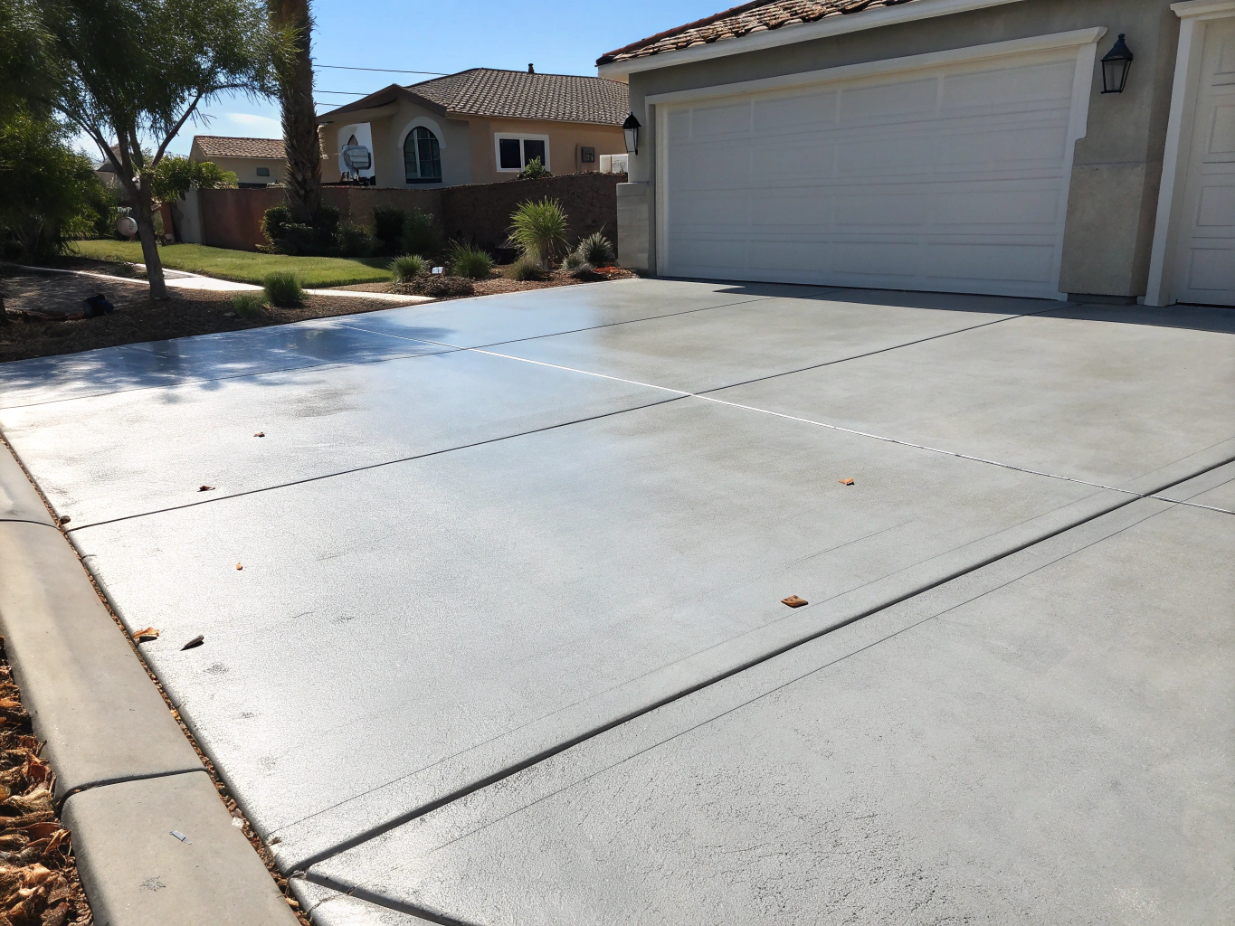 Concrete walkway after pressure washing