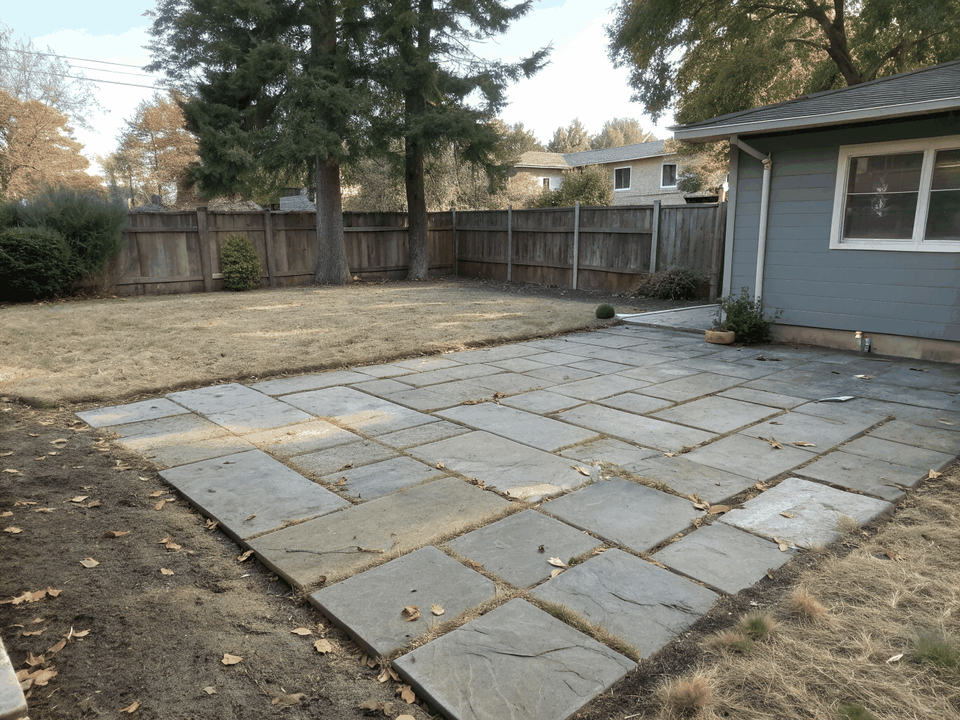 Outdoor patio surface following exterior cleaning