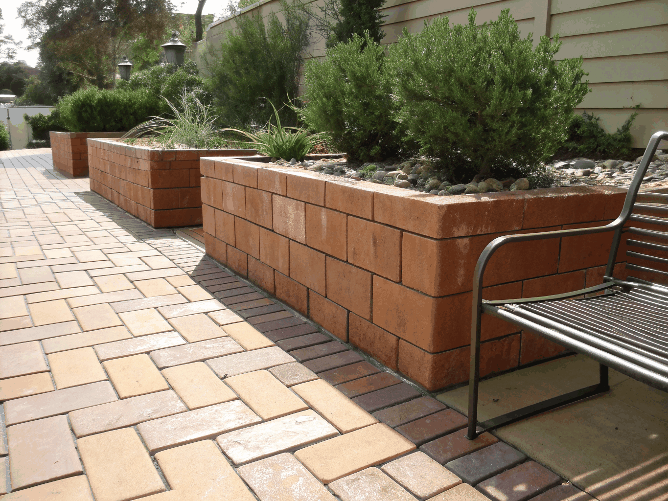 Cleaned and restored brick paver patio showing natural tones