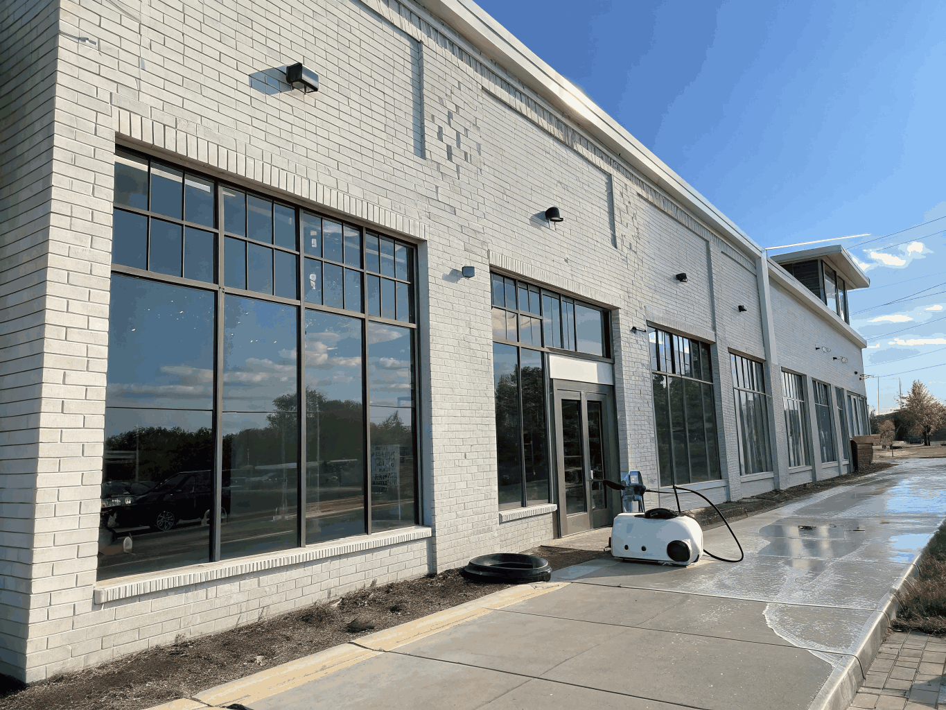 Commercial property exterior washing and concrete sidewalks