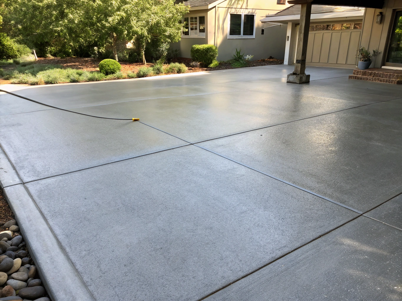 Clean concrete driveway surface free of tire marks and dirt