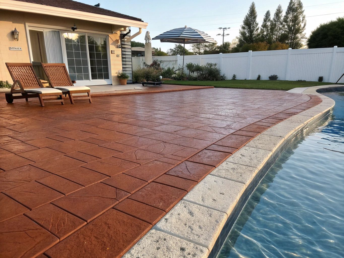 Sealed brick pavers on patio and pool deck
