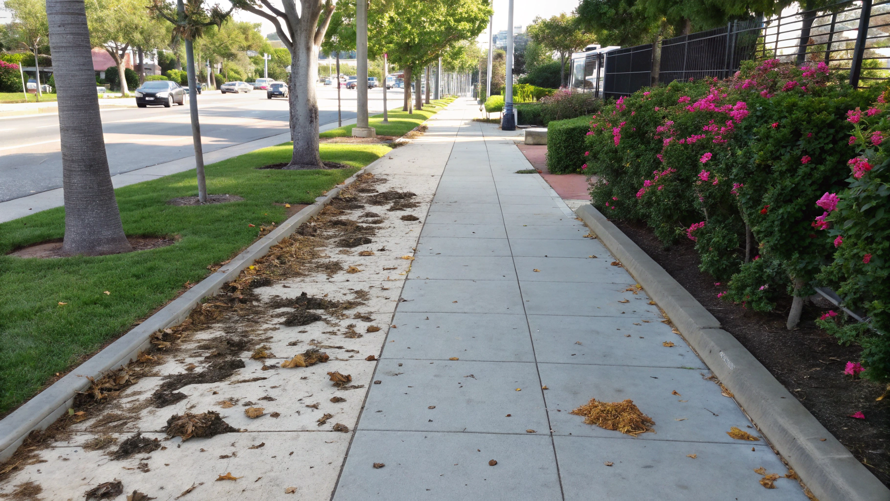 Pressure cleaning for concrete sidewalks and walkways