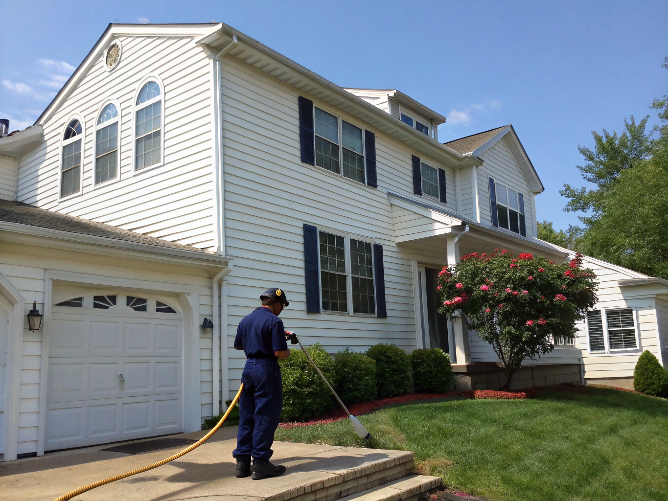 Soft washing application on house siding